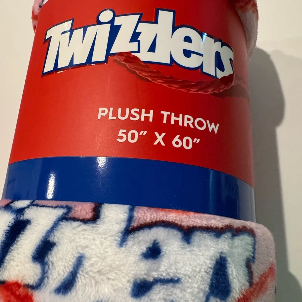 TWIZZLERS LICORICE 50” x 60” Pink Plush Throw Blanket - Branded Cozy Throw
